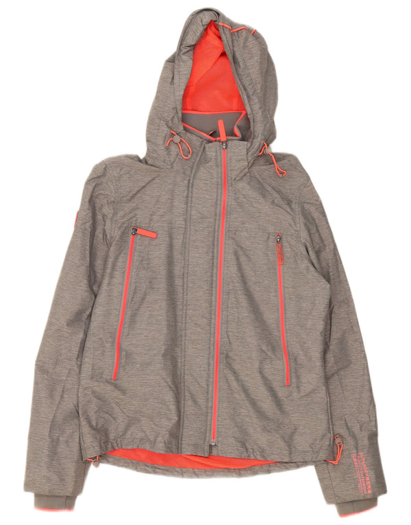 Superdry ženska kišna jakna s kapuljačom UK 14 Veliki sivi najlon