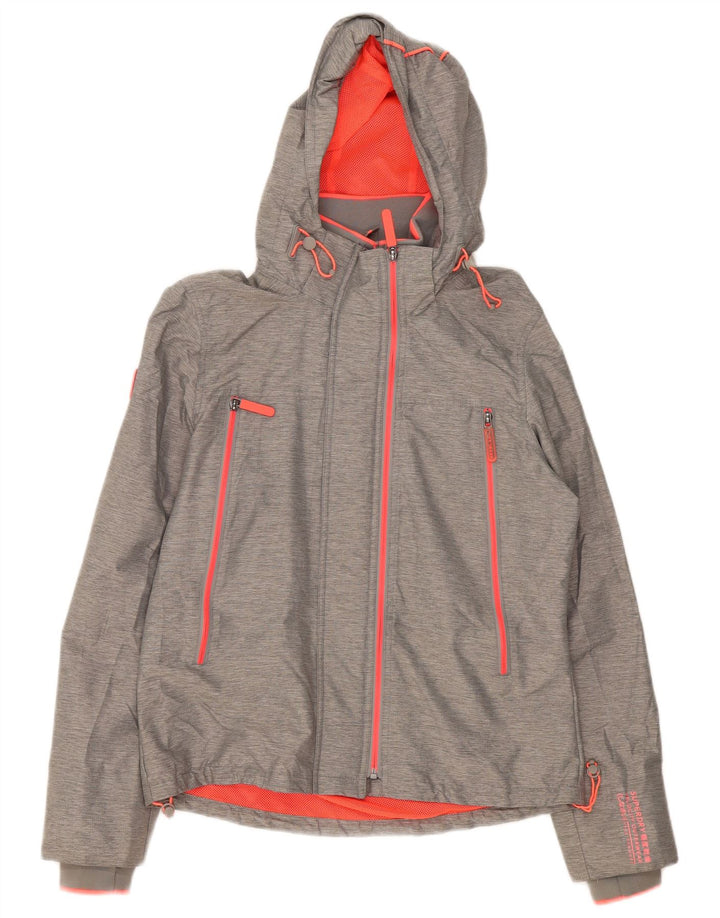 Superdry ženska kišna jakna s kapuljačom UK 14 Veliki sivi najlon