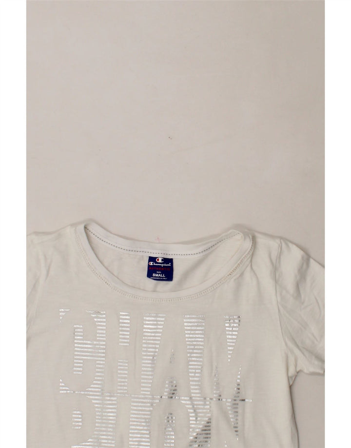 CHAMPION Womens Graphic T-Shirt Top UK 10 Small White Vintage Champion and Second-Hand Champion from Messina Hembry 
