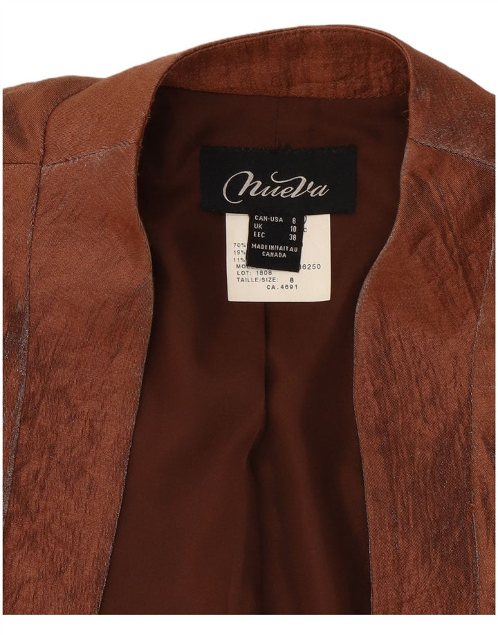 Vintage ženski sako sako 3/4 rukava UK 10 Small Brown Rayon