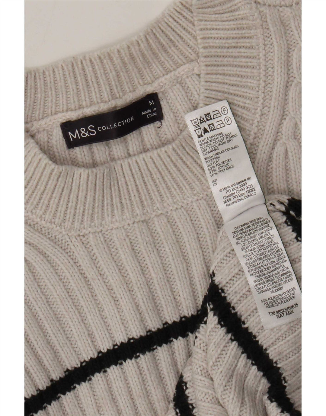 Marks & Spencer ženski džemper s okruglim izrezom UK 14 srednje sive pruge