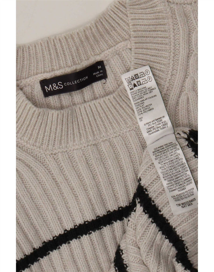 Marks & Spencer ženski džemper s okruglim izrezom UK 14 srednje sive pruge