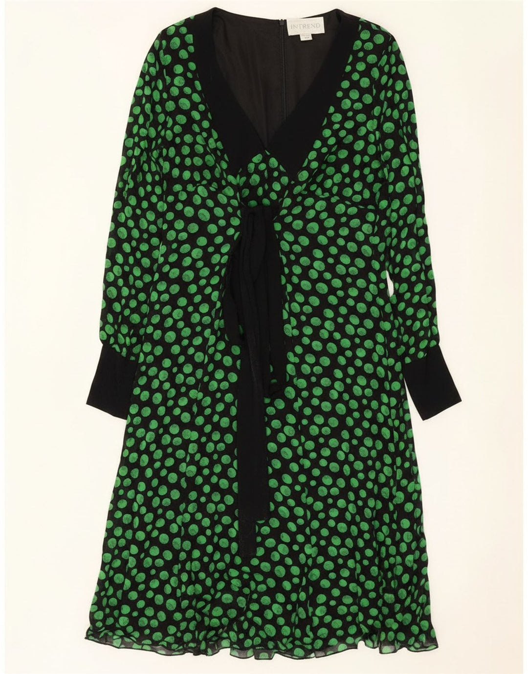 Max Mara ženska Intrend haljina A-kroja dugih rukava UK 12 srednje crna na točkice