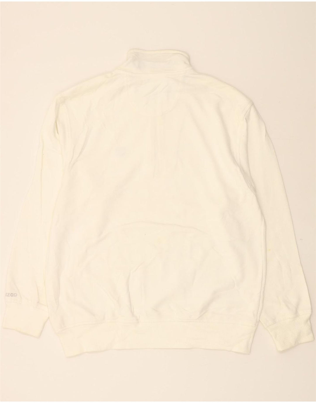 IZOD Mens Zip Neck Sweatshirt Jumper Large White Cotton Vintage Izod and Second-Hand Izod from Messina Hembry 