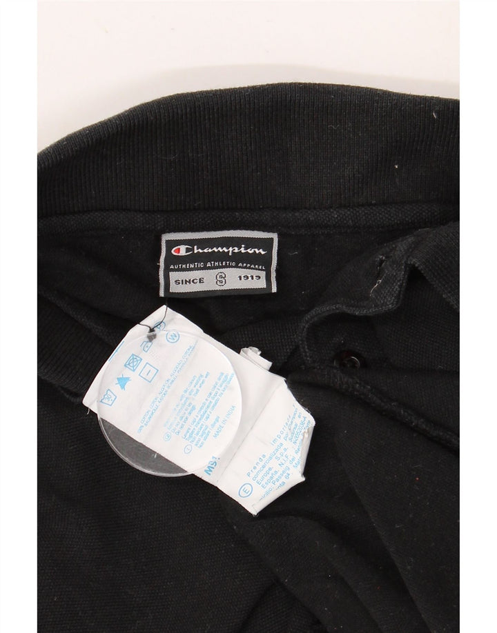 CHAMPION Muška polo majica dugih rukava Srednje crni pamuk