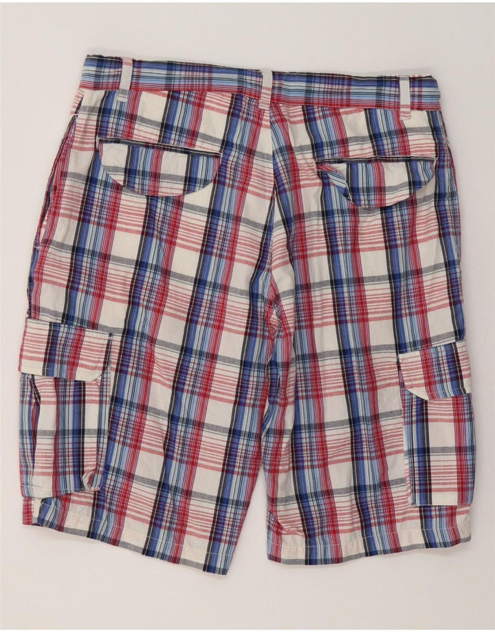Brugi muške kargo kratke hlače Large W34 plavi karirani pamuk