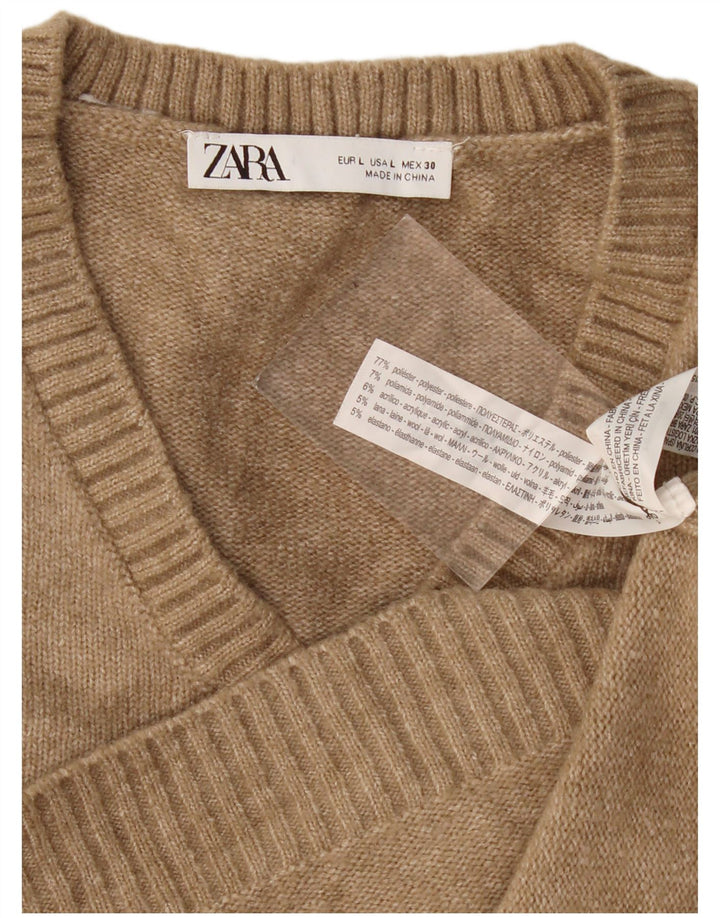 Zara ženski kratki prsluk bez rukava UK 16 veliki bež poliester
