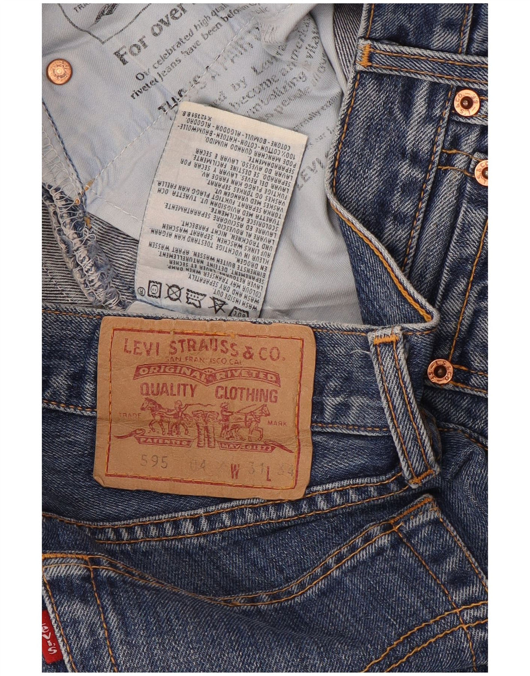 Levi's ženske 595 ravne traperice W31 L34 plavi pamuk