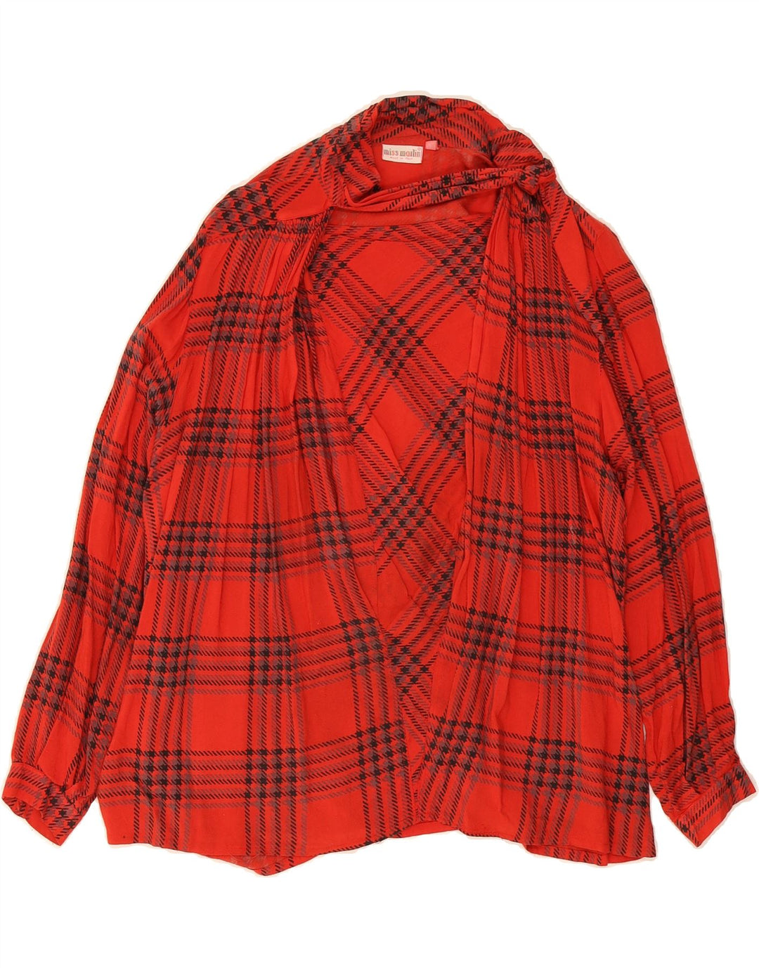 VINTAGE Womens Oversized Cardigan Top UK 16 Large Red Check Vintage Vintage and Second-Hand Vintage from Messina Hembry 