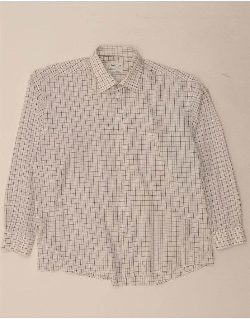 VAN HEUSEN Mens Shirt Size 17 1/2 44 XL White Check Cotton Vintage Van Heusen and Second-Hand Van Heusen from Messina Hembry 