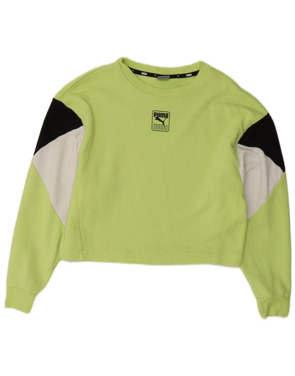 Puma ženska majica s kratkom majicom UK 10 Small Green Colourblock Cotton