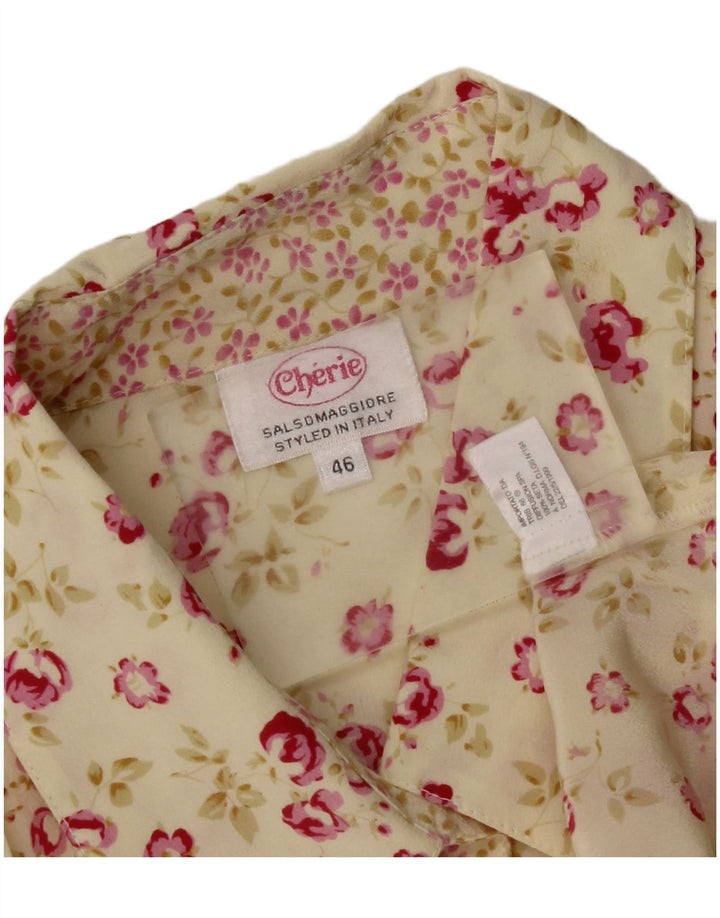 CHERIE Ženska košulja Bluza IT 46 Velika žuta cvjetna svila