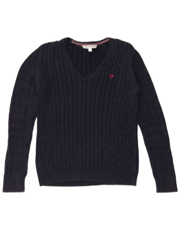 Crew Clothing Ženski džemper s V-izrezom UK 14 Veliki tamnoplavi pamuk