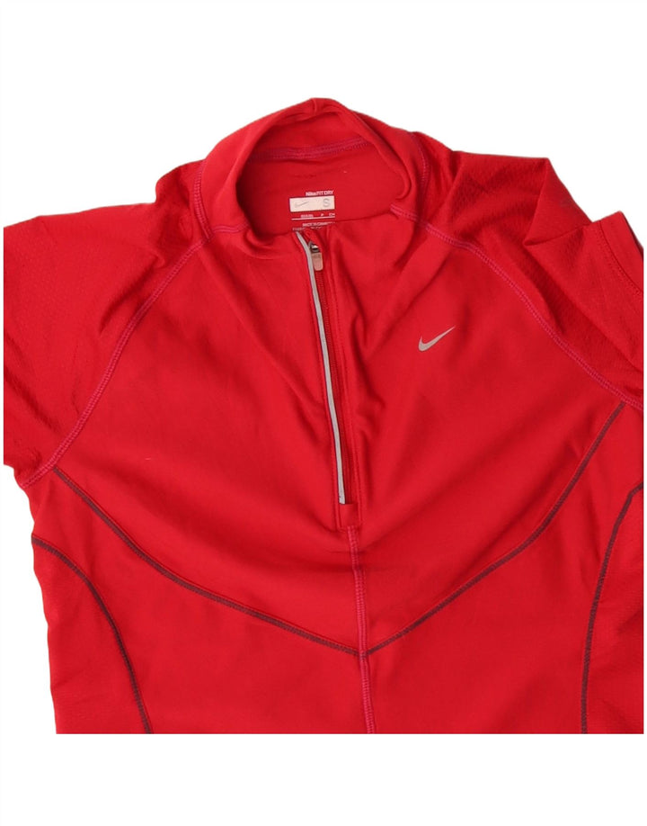 Nike Womens Fit Dry Pulover Trenirka Top UK 4/6 Small Red