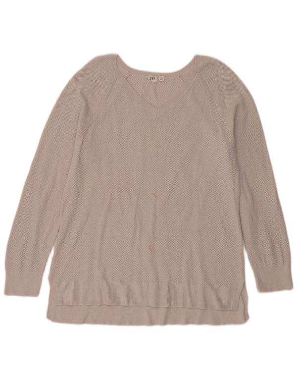 Gap ženski džemper s V-izrezom UK 18 XL bež pamuk
