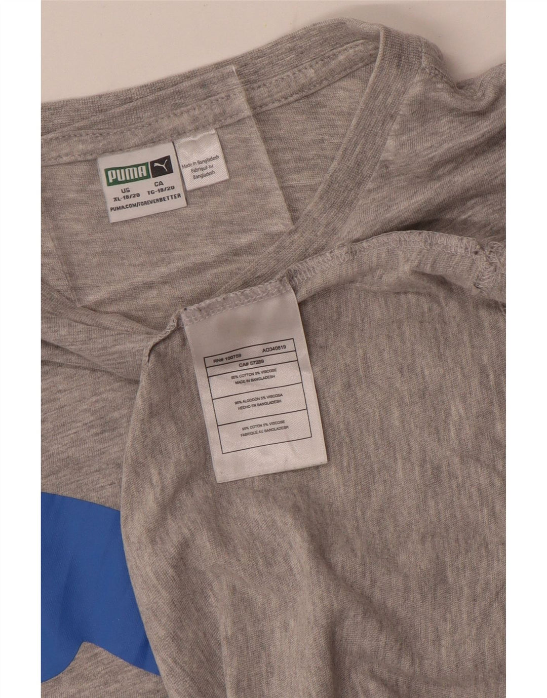 Puma Boys Graphic T-Shirt Top 15-16 Years XL Grey Flected