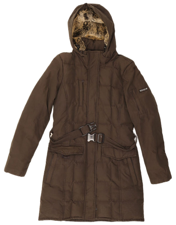 Woolrich ženski podstavljeni kaput s kapuljačom UK 12 Srednji kaki pamuk