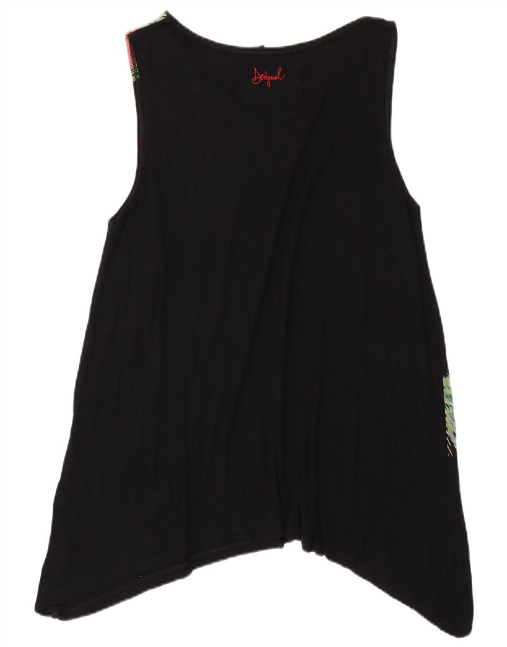 DESIGUAL ženska asimetrična tunika bez rukava UK 18 XL crna cvjetna