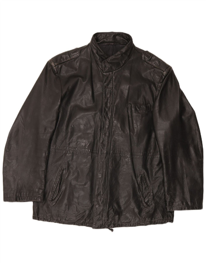 Vintage muška kožna jakna UK 42 XL crna koža