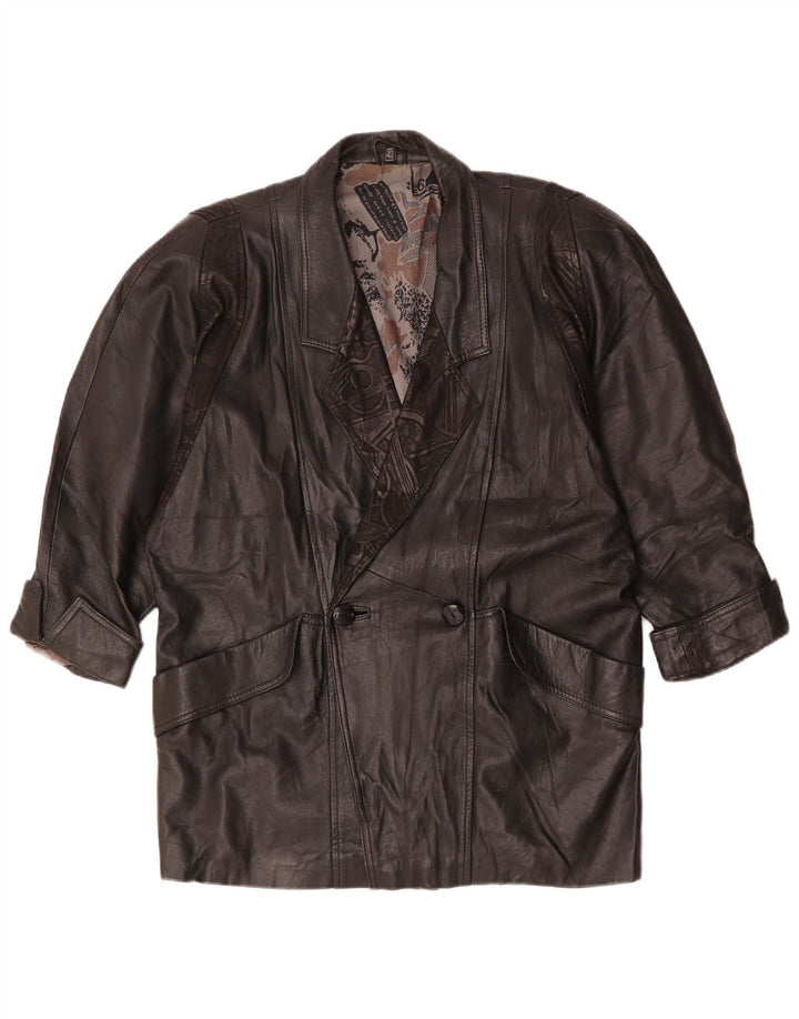 Vintage ženska dvostruka velika kožna jakna EU 40 srednje crna