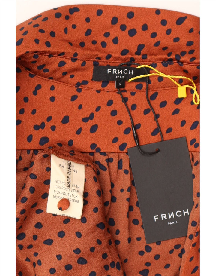 FRNCH Ženska maksi haljina dugih rukava UK 10 Mala narančasta poliesterska točka