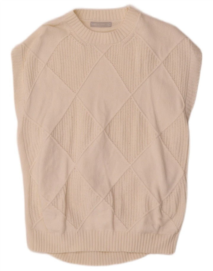 Marks & Spencer muški prsluk bez rukava Medium Off White Argyle/Diamond Cotton