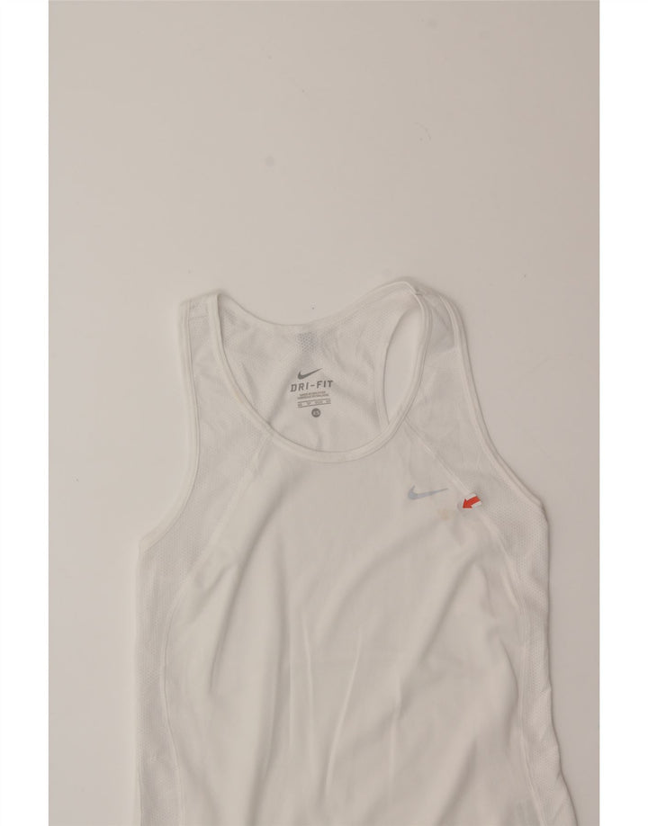 NIKE Womens Dri Fit Vest Top UK 4 XS White Polyester Vintage Nike and Second-Hand Nike from Messina Hembry 