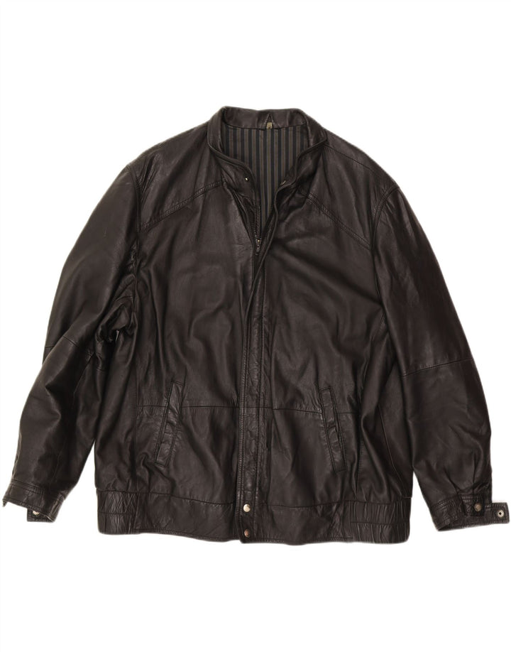 VINTAGE Mens Bomber Leather Jacket IT 54 2XL Black Leather Vintage Vintage and Second-Hand Vintage from Messina Hembry 