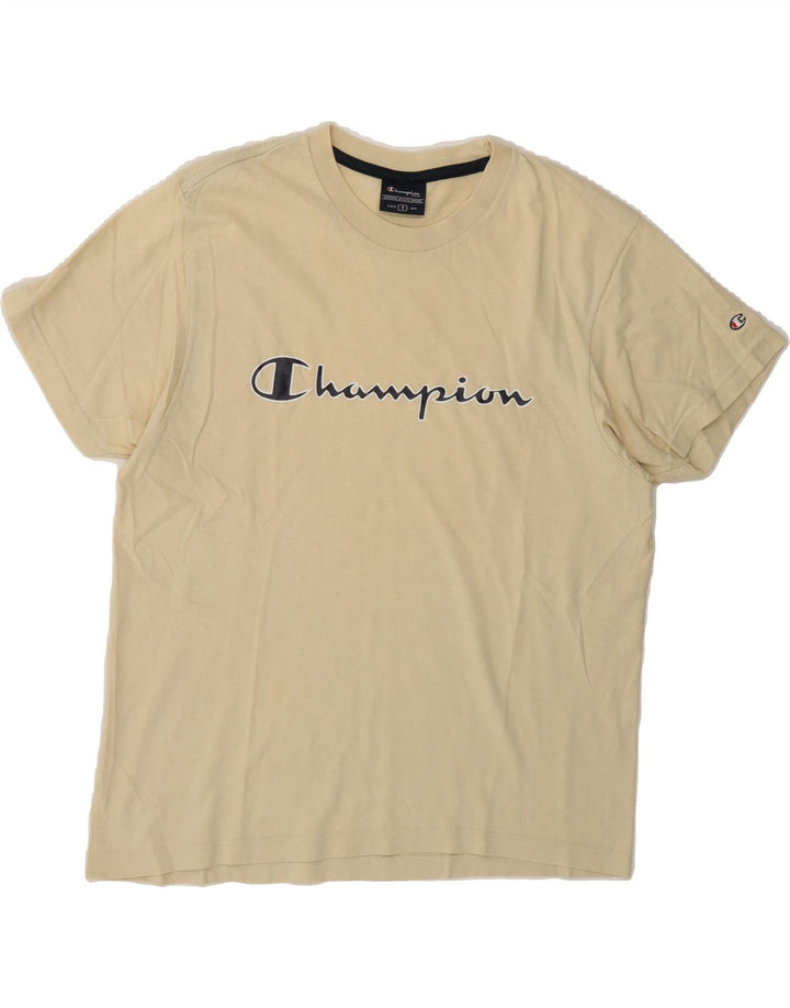 CHAMPION Mens Graphic T-Shirt Top Small Beige Cotton Vintage Champion and Second-Hand Champion from Messina Hembry 