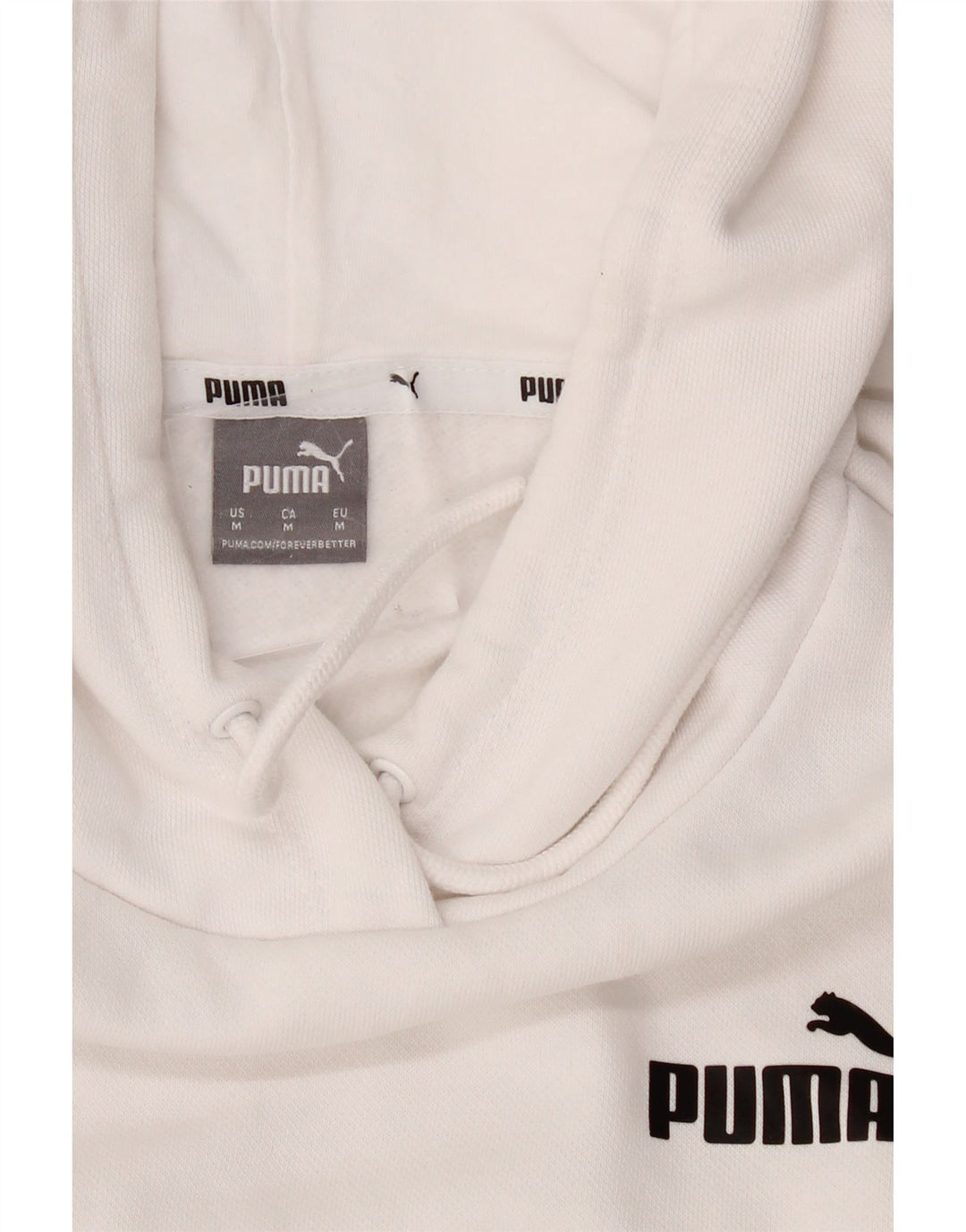 PUMA Womens Hoodie Jumper UK 14 Medium White Cotton