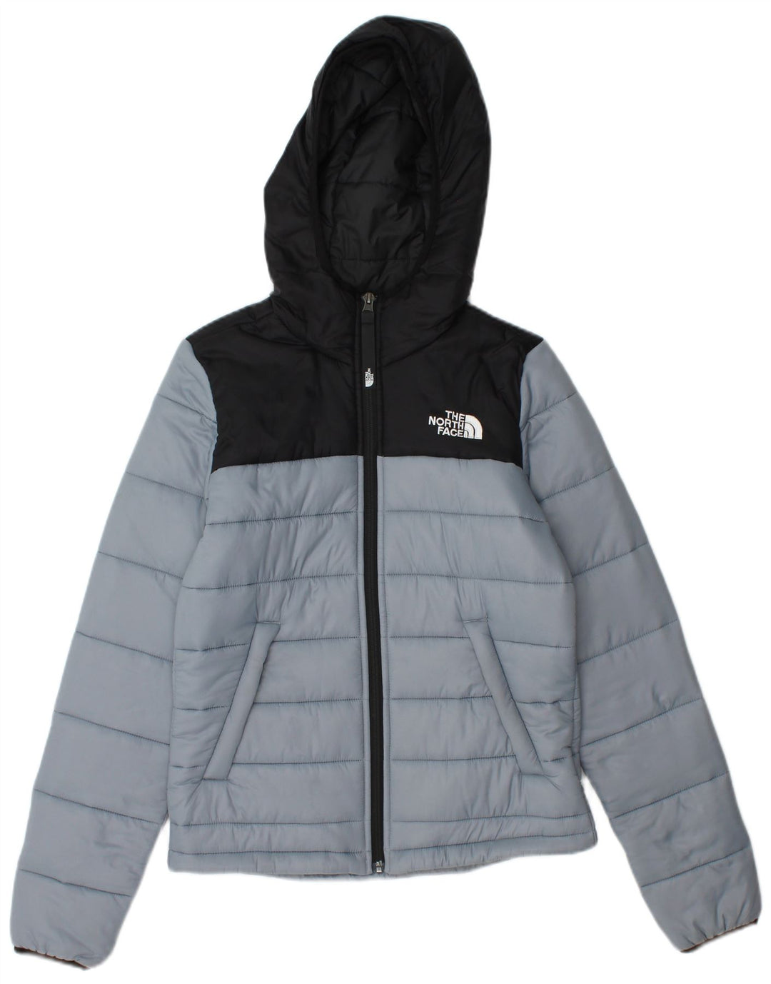 THE NORTH FACE Ženska podstavljena jakna s kapuljačom UK 6 XS Sivi najlon u boji