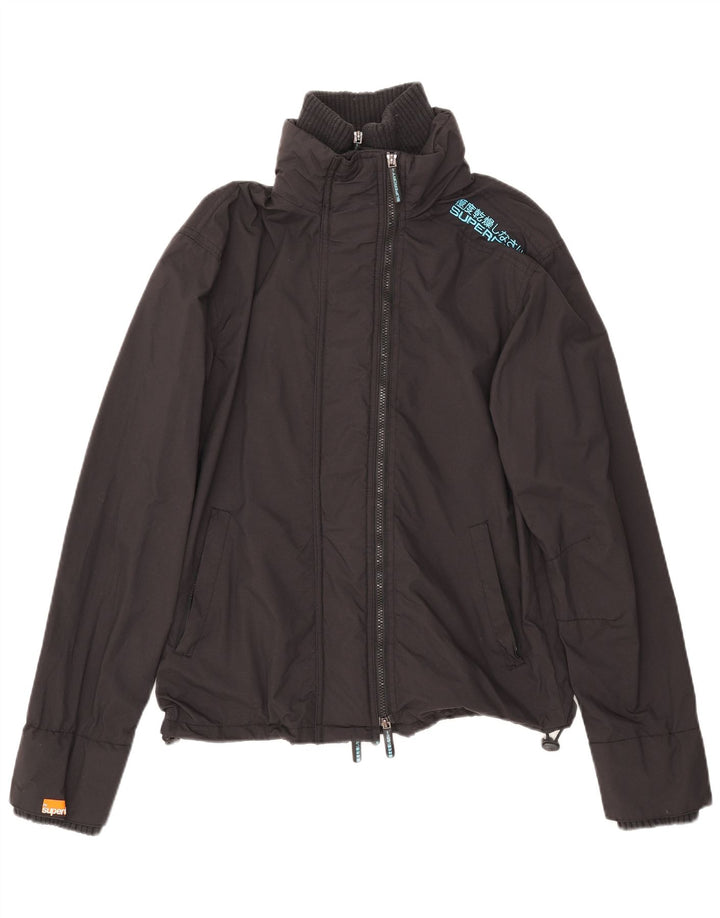 Superdry Muška kišna jakna UK 40 Veliki crni najlon