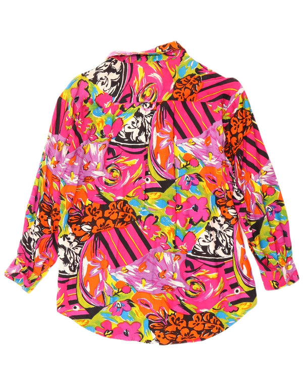 VINTAGE Ženska košulja bluza UK 16 Veliki raznobojni cvjetni rajon