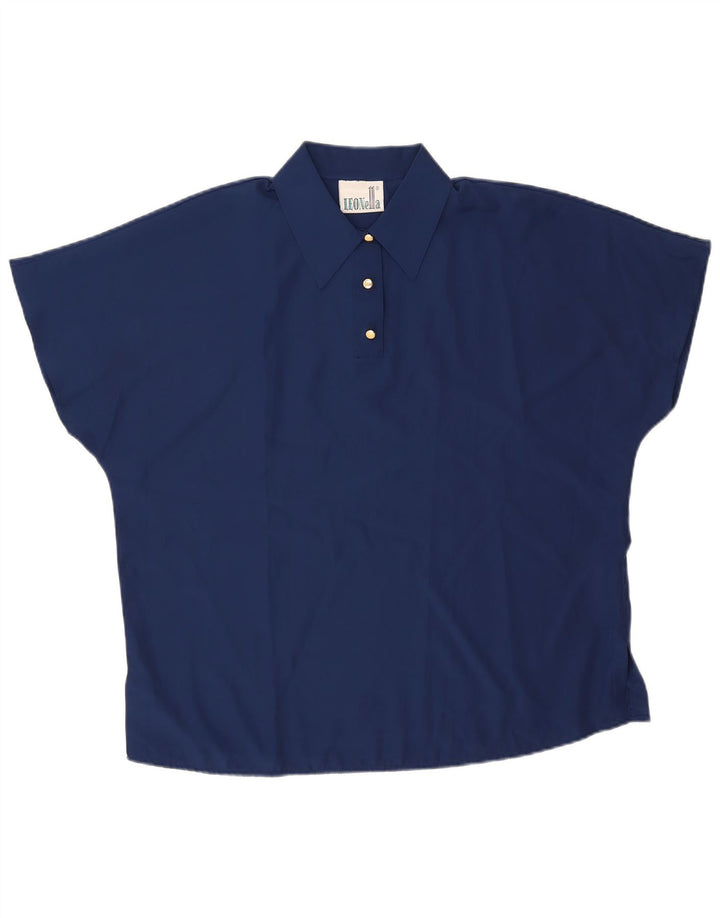 Vintage ženska velika polo majica UK 18 XL tamnoplavi poliester