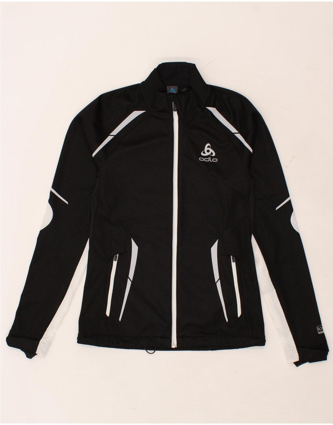 VINTAGE Womens Tracksuit Top Jacket UK 6 XS Black Colourblock Polyester Vintage Vintage and Second-Hand Vintage from Messina Hembry 