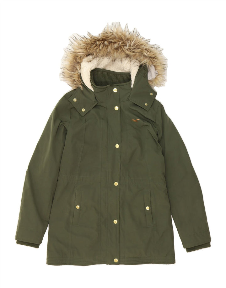 HOLLISTER Womens Hooded Windbreaker Jacket UK 14 Medium Green Polyester Vintage Hollister and Second-Hand Hollister from Messina Hembry 