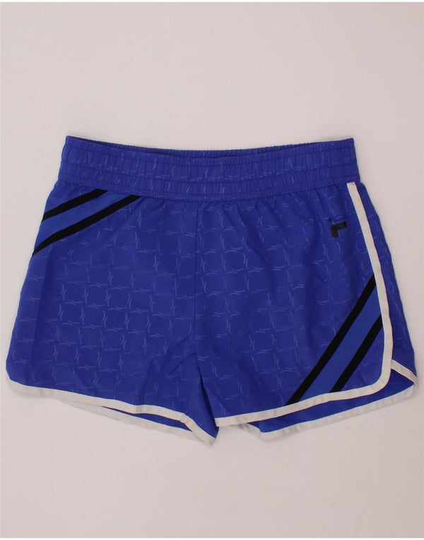 FILA Girls Sport Shorts 10-11 Years Medium Blue Geometric Polyester