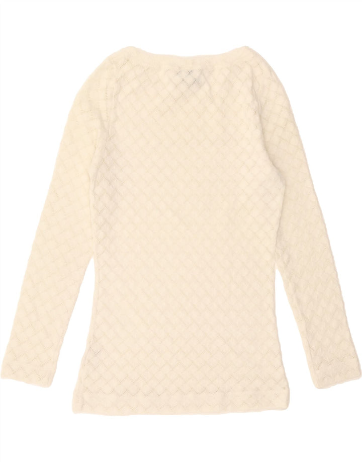 VINTAGE Womens Boat Neck Jumper Sweater IT 44 Medium White Vintage Vintage and Second-Hand Vintage from Messina Hembry 