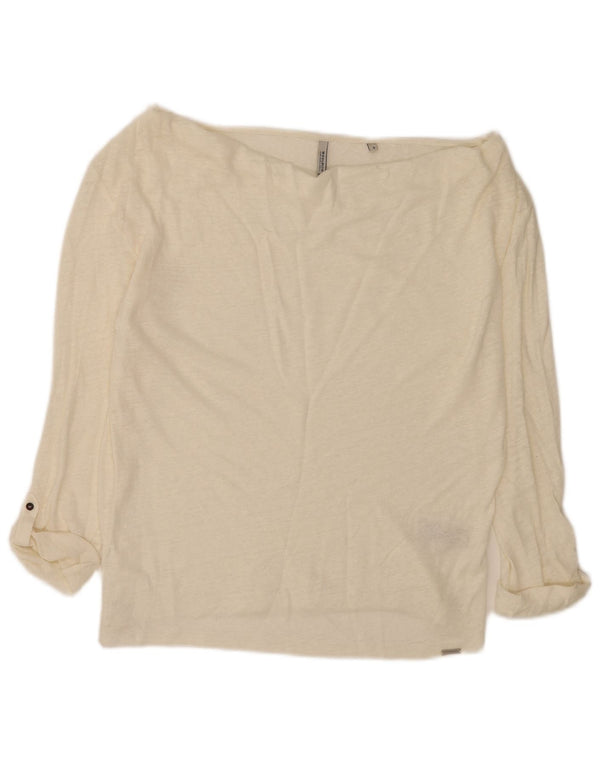Woolrich ženska majica s otvorenim ramenima 3/4 rukava UK 10 Mala bijela