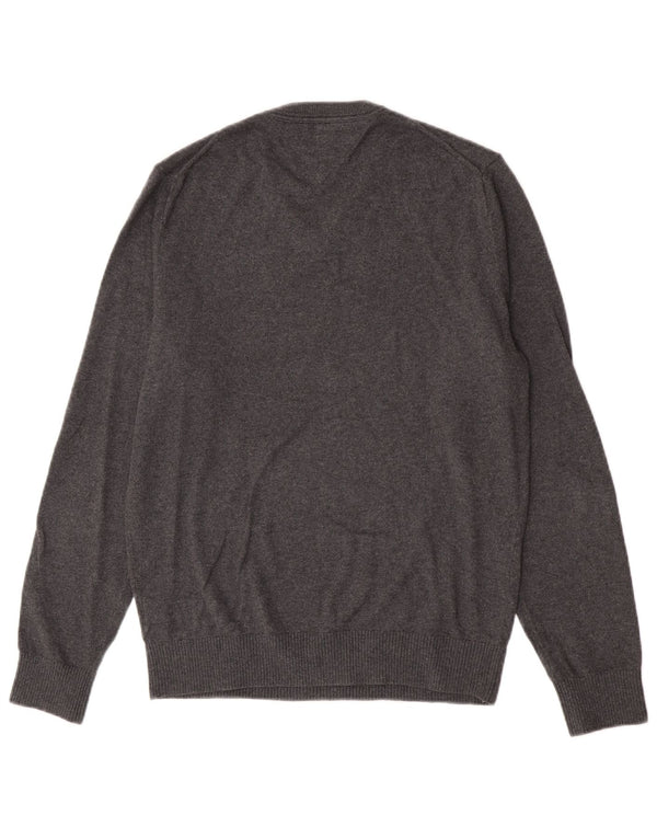 Tommy Hilfiger Mens V-Neck Jumper Sweater Small Grey Cotton