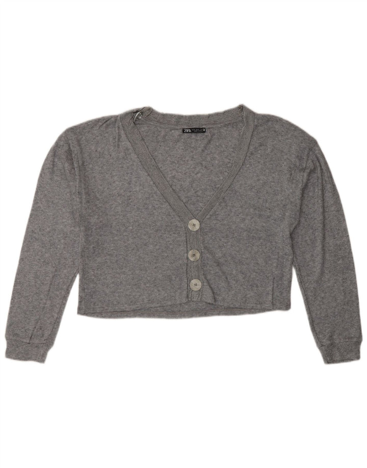Zara ženski kratki kardigan pulover UK 10 Small Gray