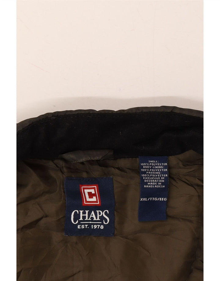 CHAPS Mens Quilted Gilet UK 44 2XL Green Check Polyester Vintage Chaps and Second-Hand Chaps from Messina Hembry 