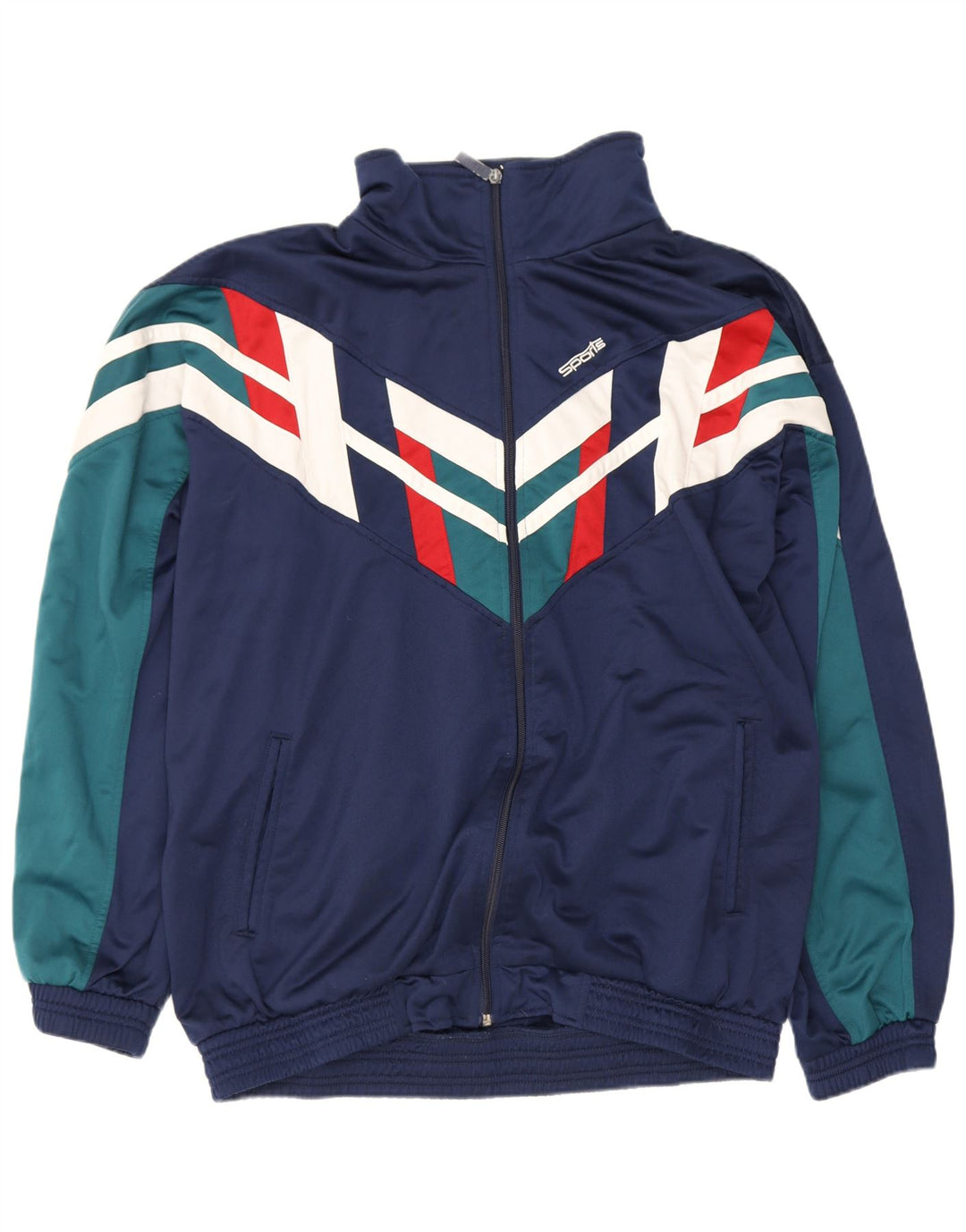 Vintage muška gornja jakna od trenirke 2XL tamnoplavi poliester u boji