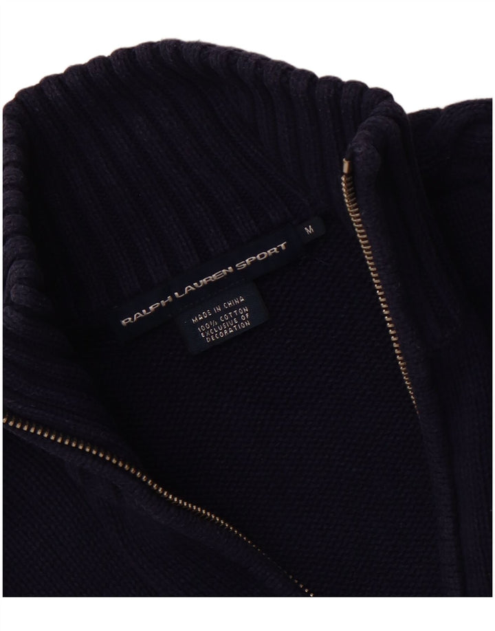 RALPH LAUREN Ženski kardigan pulover UK 12 Srednji tamnoplavi pamuk