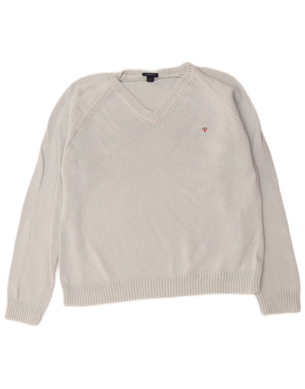 Gant ženski džemper s V-izrezom UK 18 XL plavi pamuk