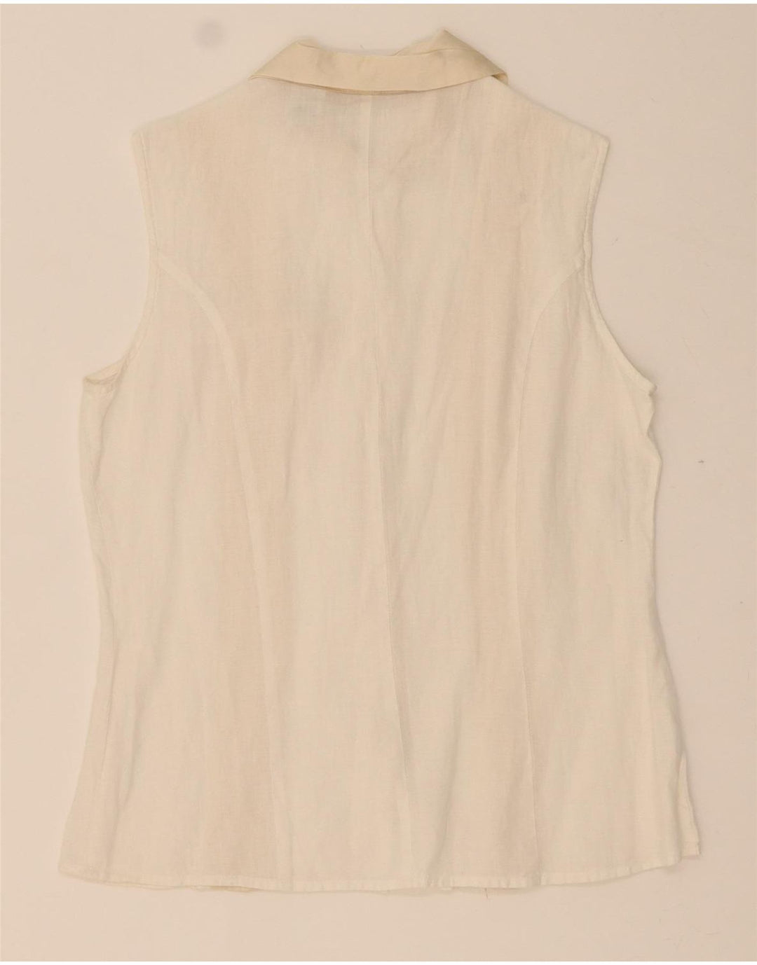 BANANA REPUBLIC Womens Sleeveless Shirt Blouse UK 12 Medium Beige Striped Vintage Banana Republic and Second-Hand Banana Republic from Messina Hembry 