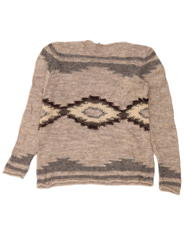 RALPH LAUREN Ženski džemper s veznim izrezom UK 16 Large Beige Fair Isle