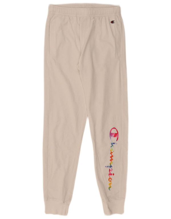 Champion ženske hlače za trenirku s grafičkim motivima Joggers UK 6 XS bijeli pamuk