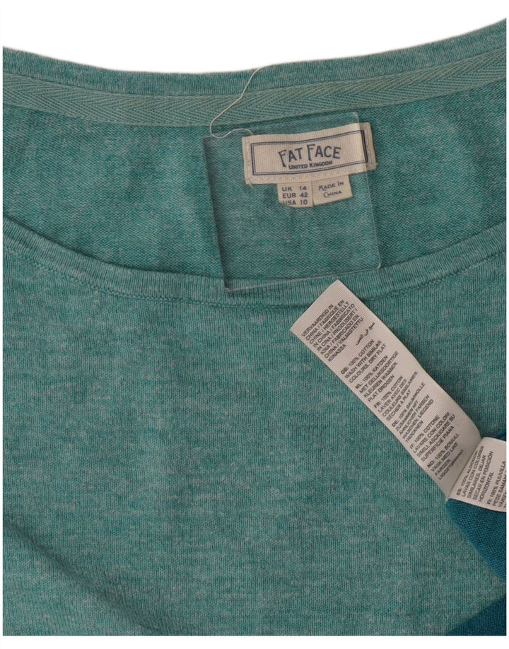 Fat Face Ženska majica dugih rukava UK 14 Veliki tirkizni pamuk u blokovima boja