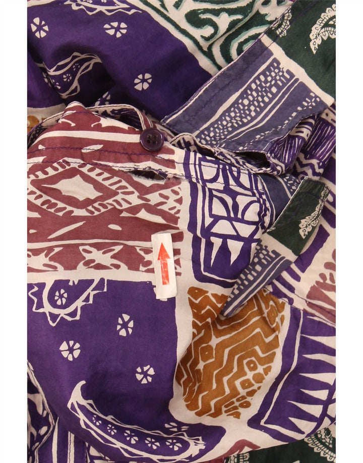 Vintage ženska košulja kratkih rukava UK 14 Velika raznobojna patchwork svila